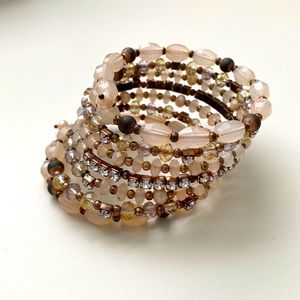 BEADED BRACELET- Coil Style in Blush/Brown Tones